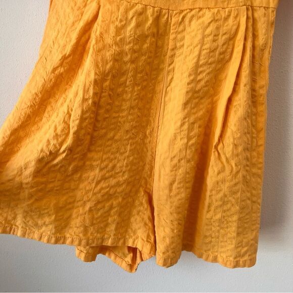 ASOS Yellow Seersucker Puff Sleeve Lace Up Back Romper - Picture 8 of 13